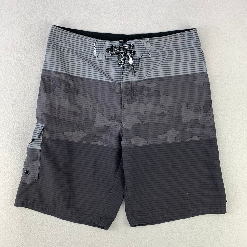 Ocean Current Boardshorts Mens 32 Gray Camo Striped Surf Swim Trunks Cargo